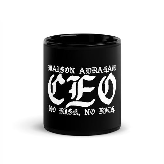 Black Glossy Mug "no risk, no rich."