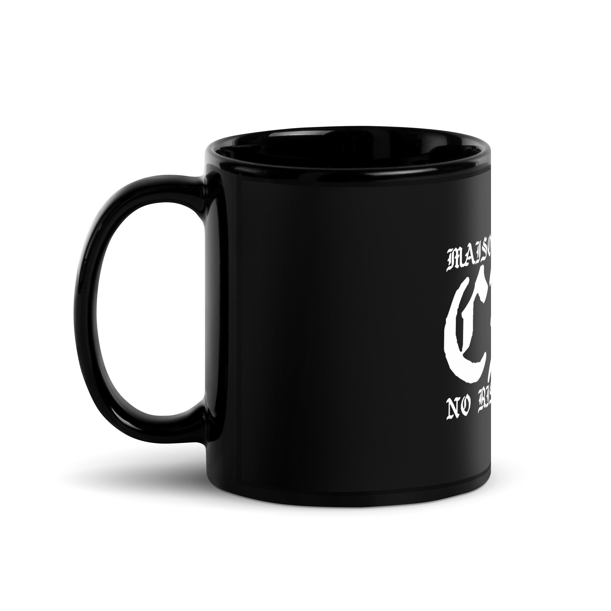 Black Glossy Mug "no risk, no rich."