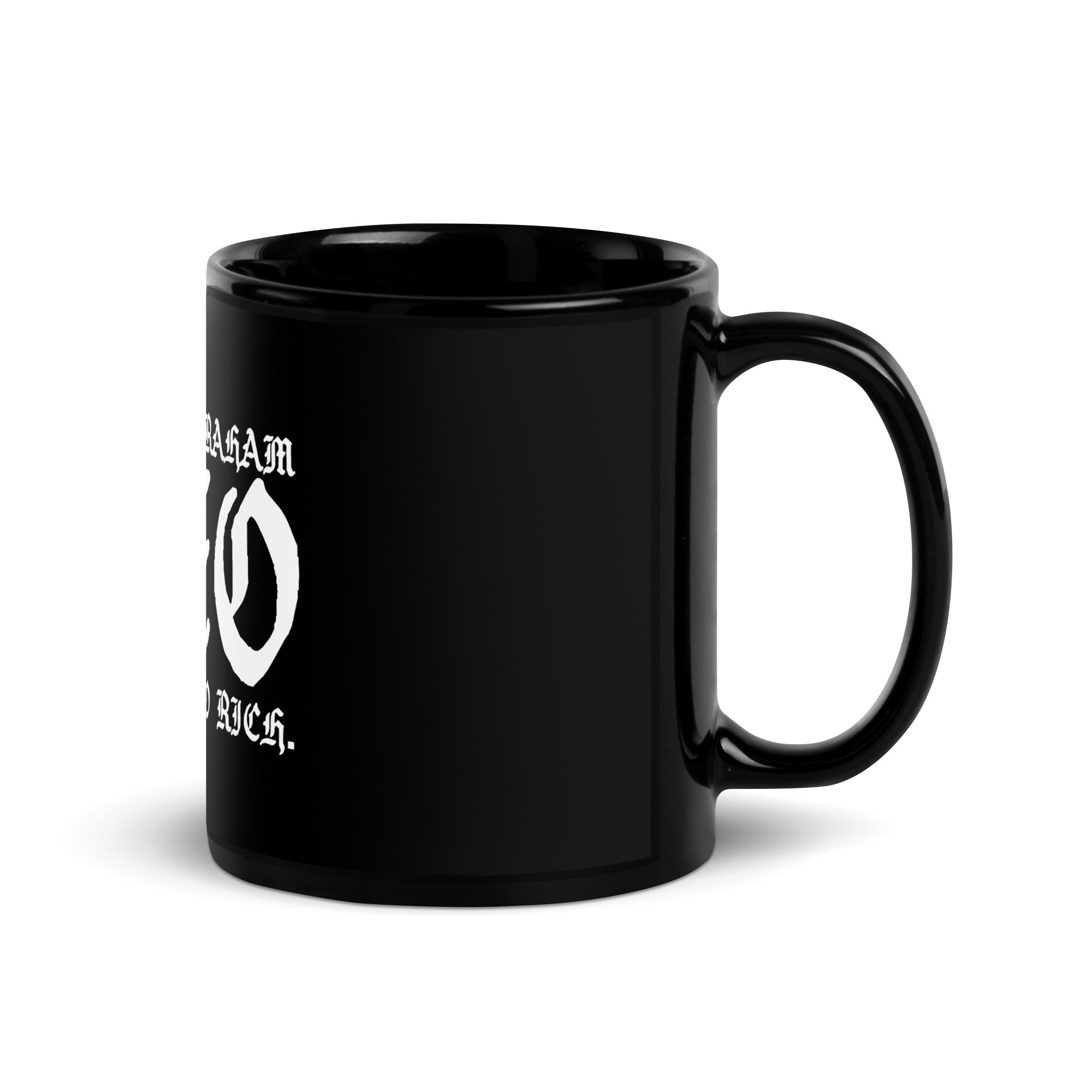 Black Glossy Mug "no risk, no rich."